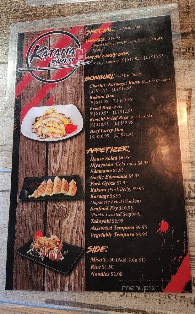 Katana Ramen - San Jose, CA menu_pic