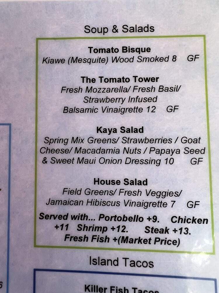 Kaya Island Eats - Key West, FL menu_pic