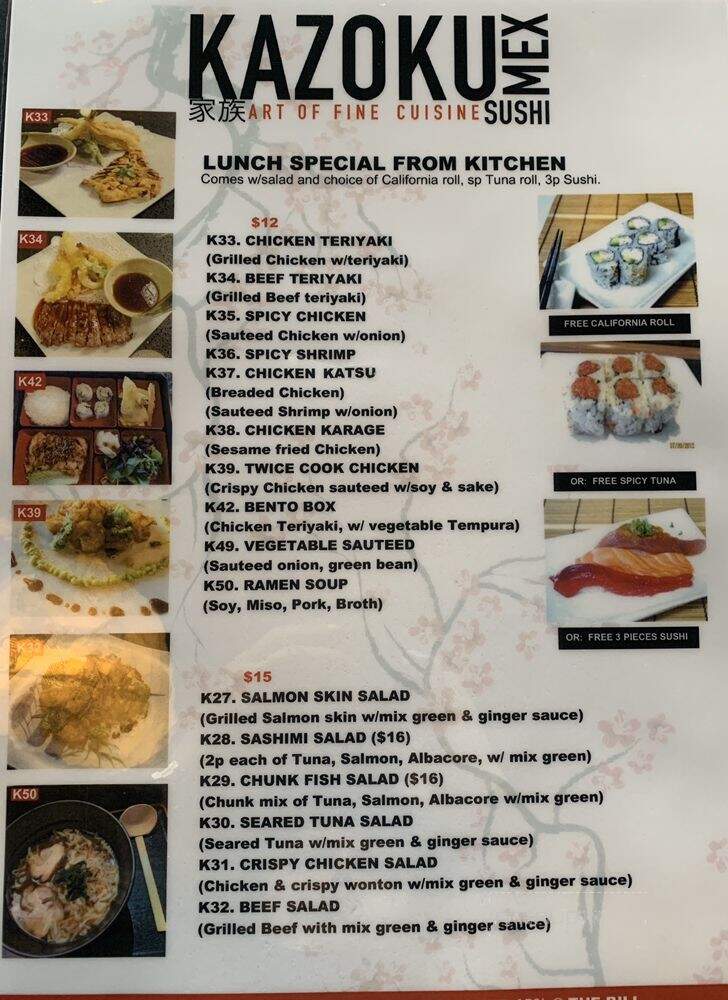 Kazoku Mex - Chatsworth, CA menu_pic