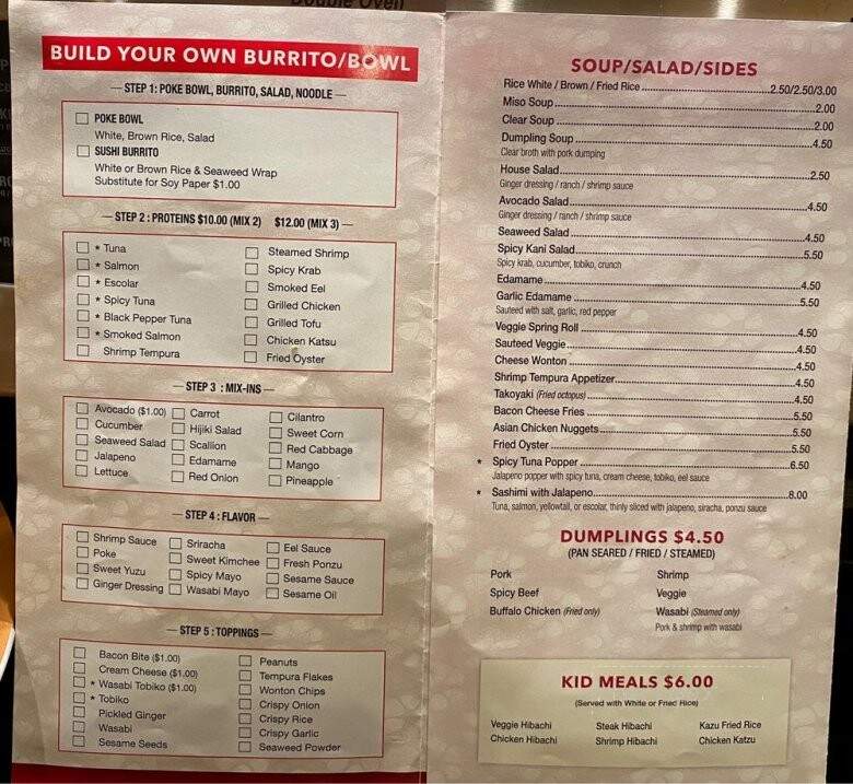 Kazu Sushi - Jacksonville, FL menu_pic