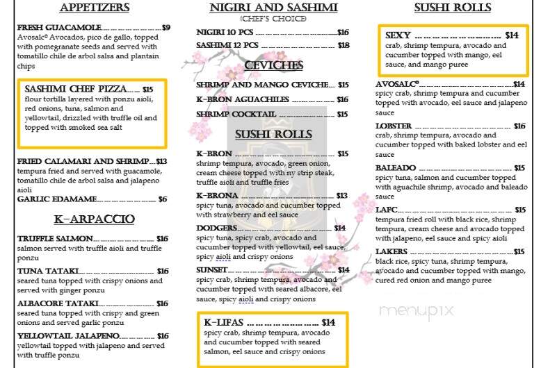 K-Brones - Los Angeles, CA menu_pic