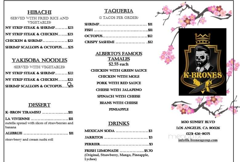 K-Brones - Los Angeles, CA menu_pic