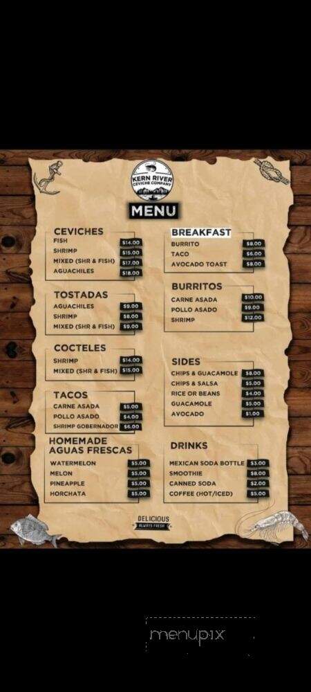 Kern River Ceviche Company - Lake Isabella, CA menu_pic