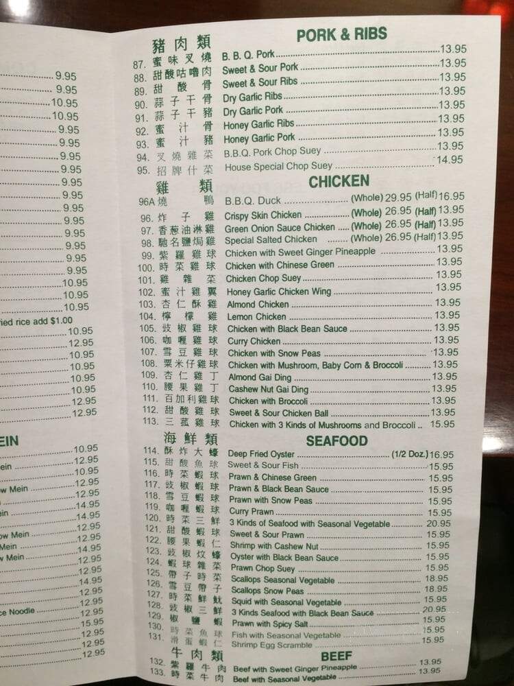 Kerrisdale Restaurant - Vancouver, BC menu_pic