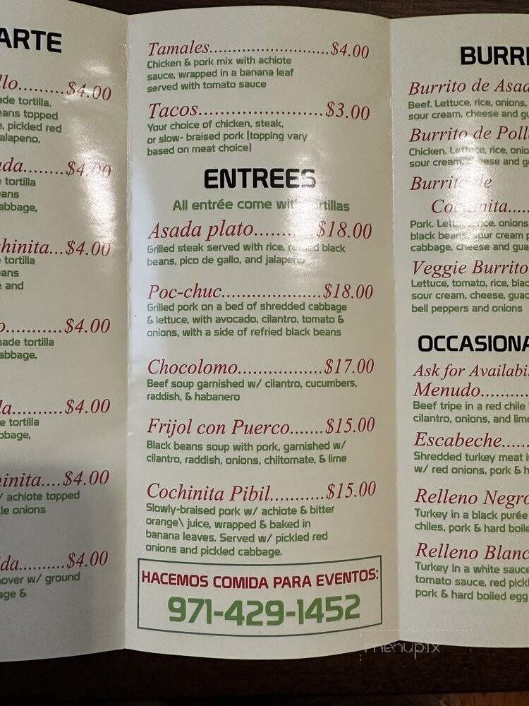 Ki'ikibaa Mexican Restaurant - Portland, OR menu_pic