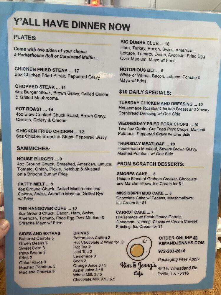Kim & Jenny's Cafe - Duncanville, TX menu_pic