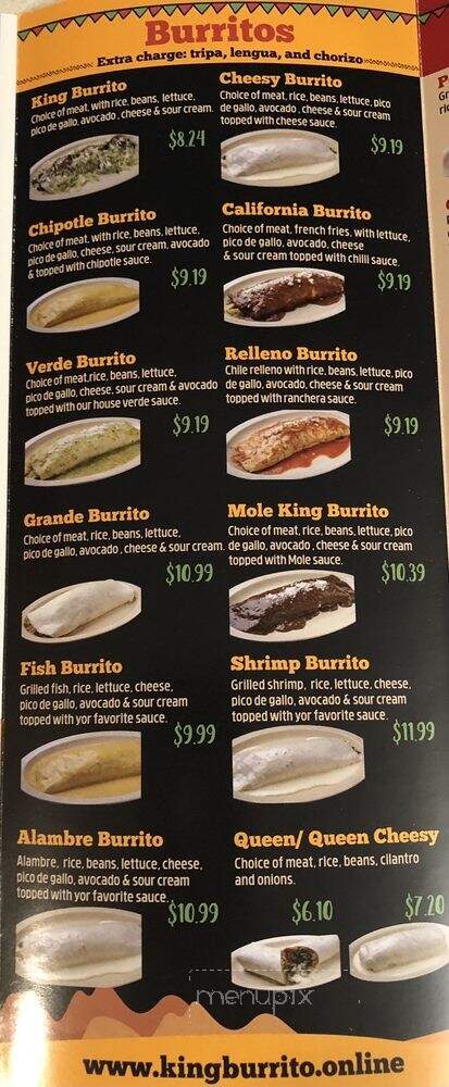 King Burrito - Fayetteville, AR menu_pic
