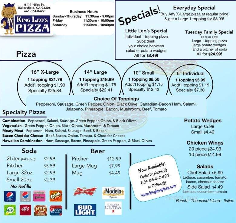 King Leo's - Bakersfield, CA menu_pic