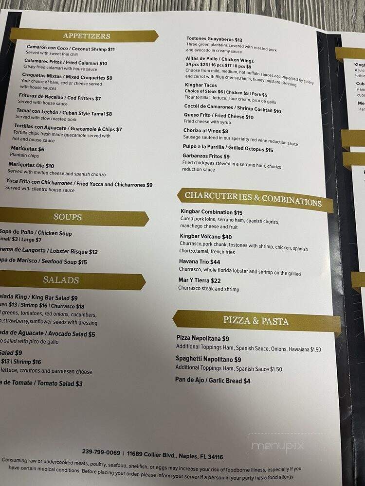 King's Bar - Naples, FL menu_pic