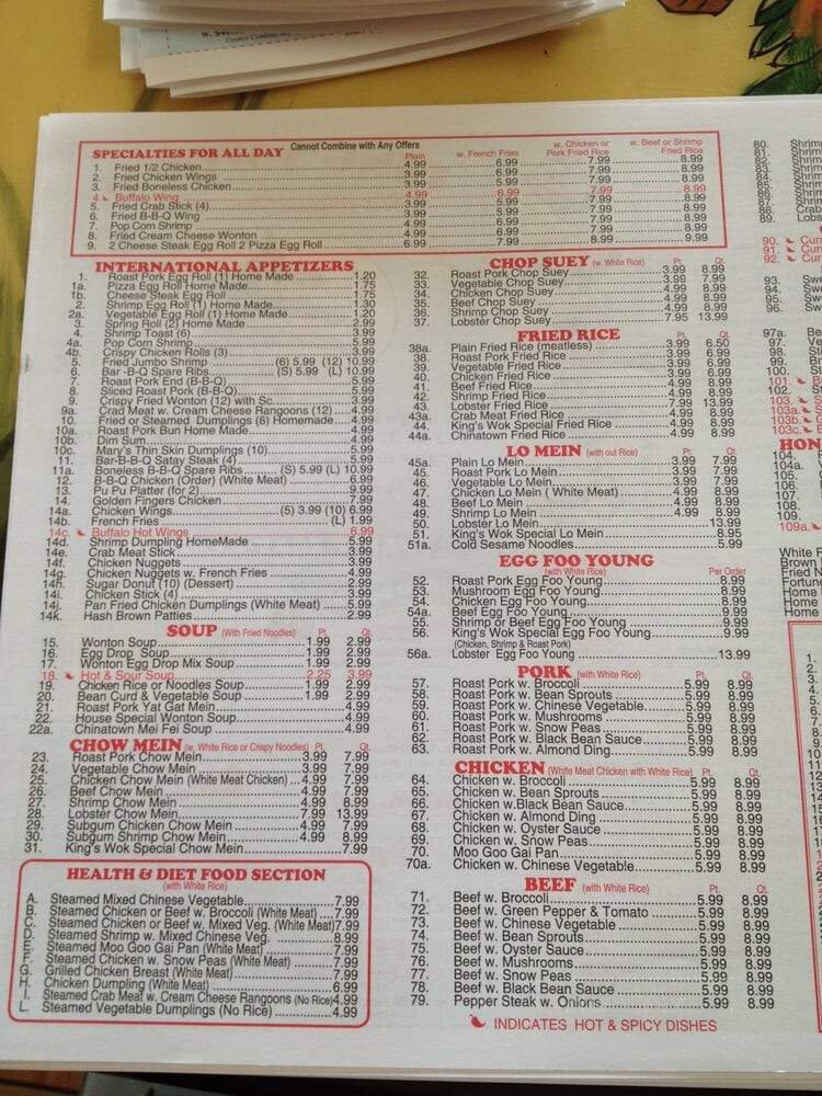 Kings Wok II - Toms River, NJ menu_pic