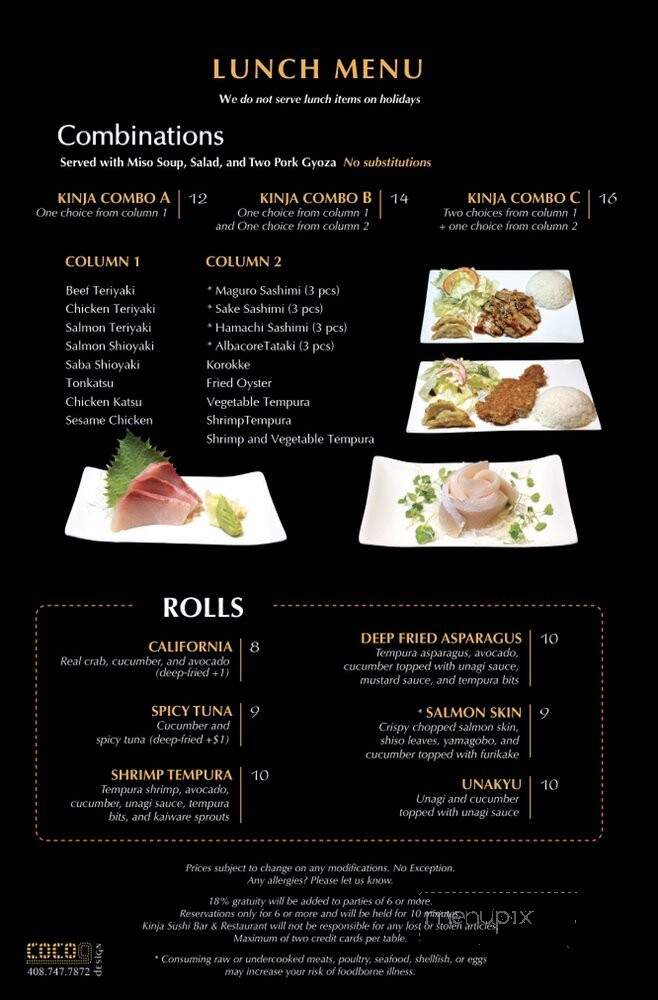 Kinja Sushi - Concord, CA menu_pic