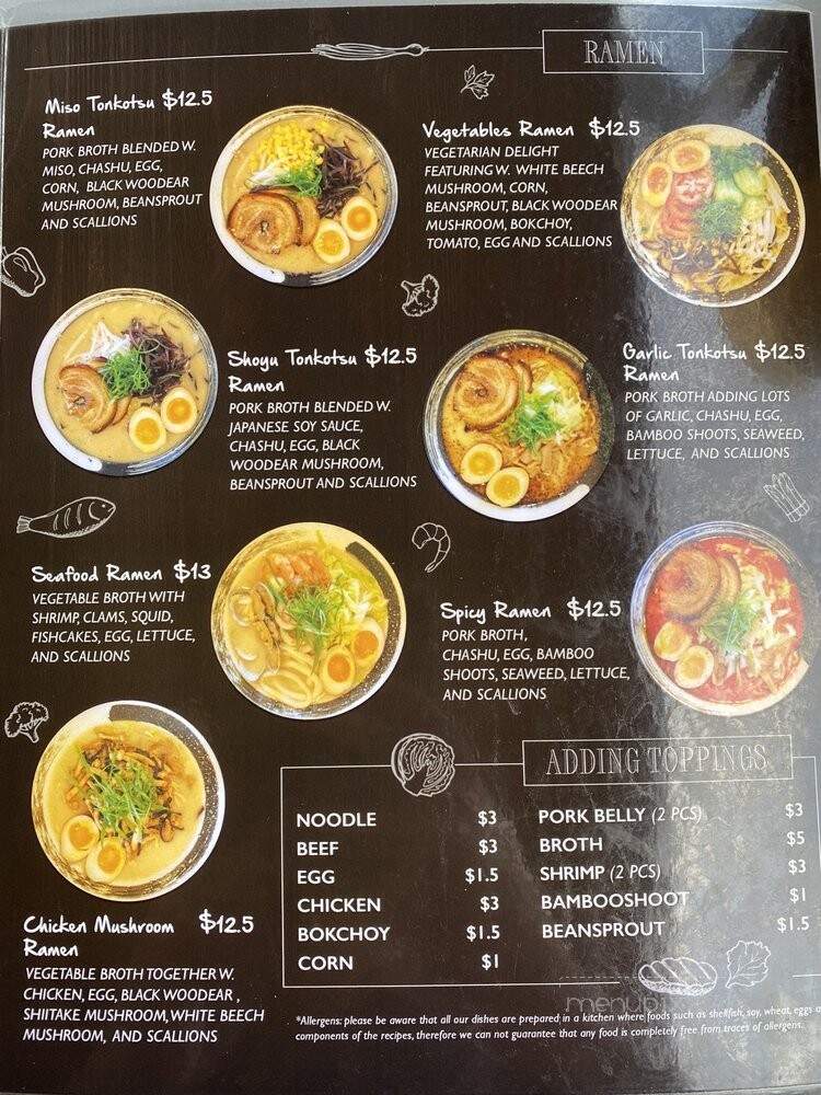 Kirin Ramen - Wilsonville, OR menu_pic