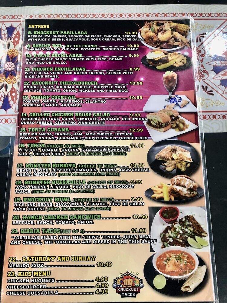 Knockout Tacos - Irving, TX menu_pic