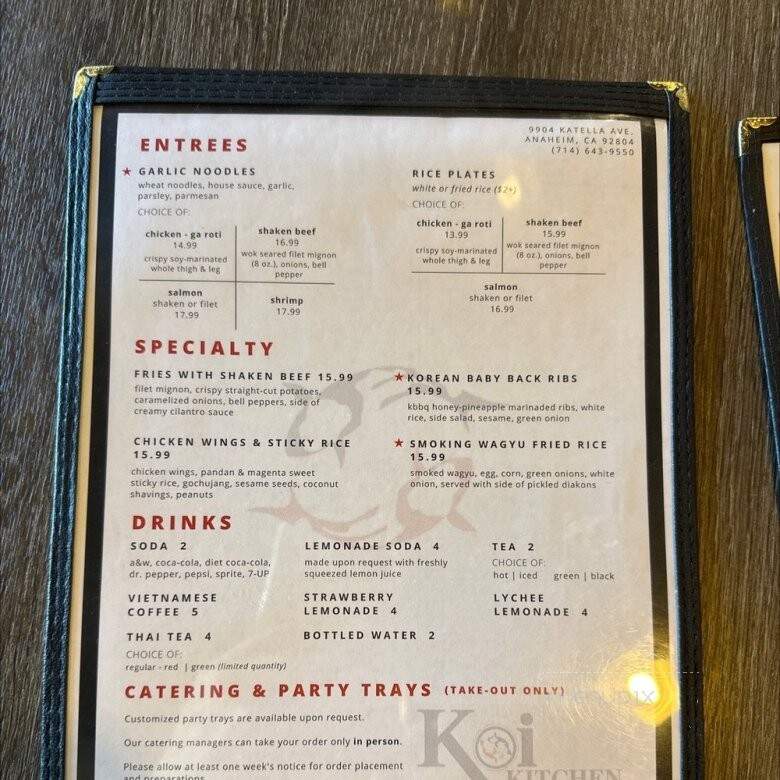 Koi Kitchen - Anaheim, CA menu_pic