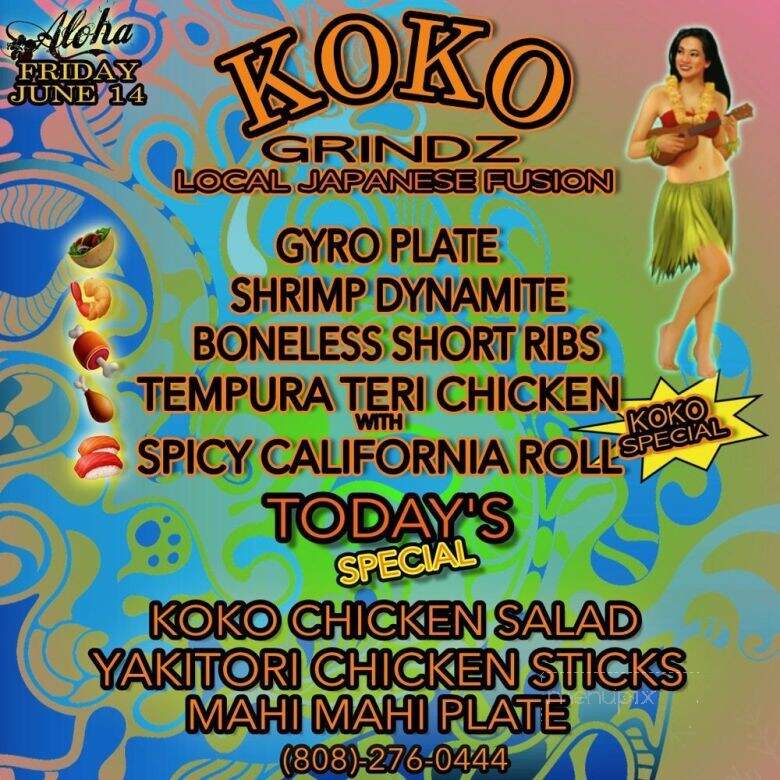 Koko's Grindz - Lahaina, HI menu_pic