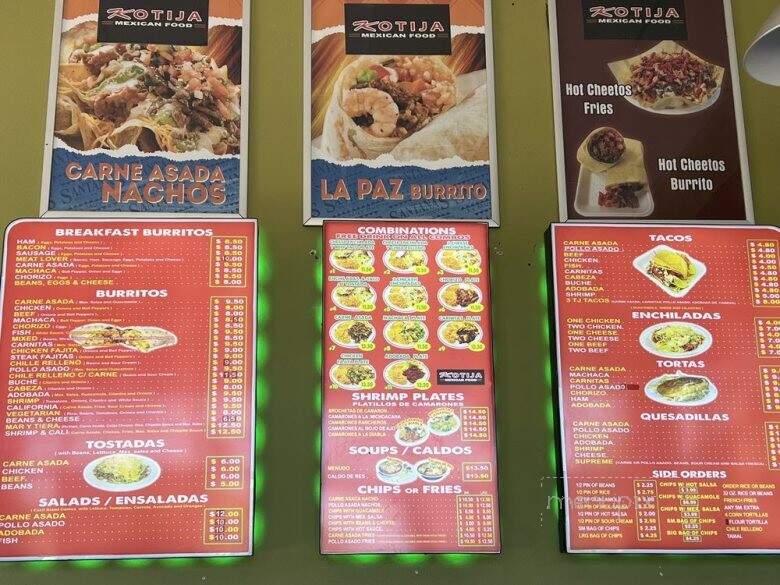 Kotija Mexican Food - La Mesa, CA menu_pic