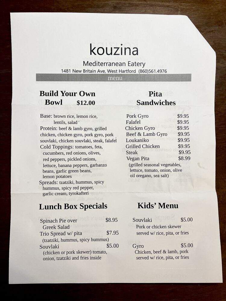 Kouzina Mediterranean Eatery - West Hartford, CT