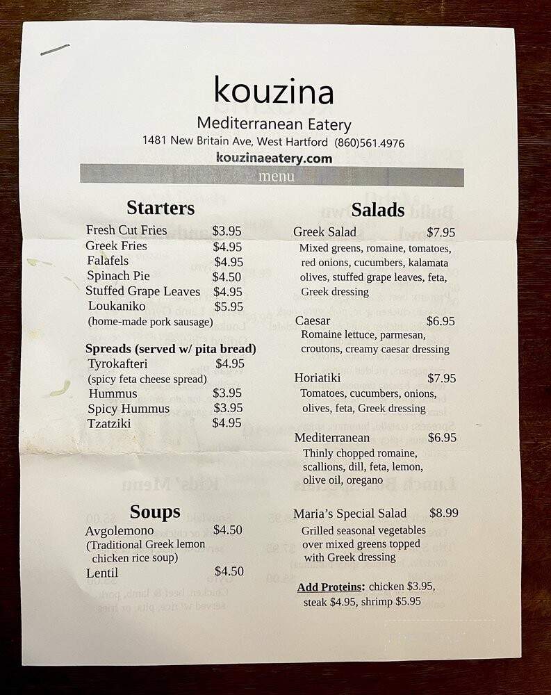 Kouzina Mediterranean Eatery - West Hartford, CT