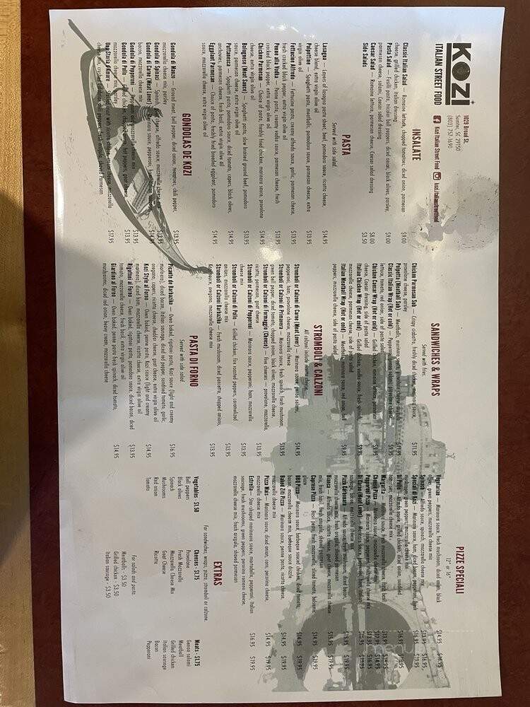 Kozi Italian Street Food - Sumter, SC menu_pic
