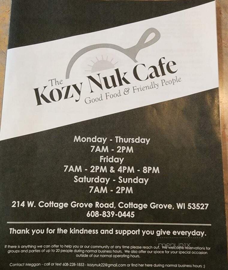 Kozy Nuk Cafe - Cottage Grove, WI