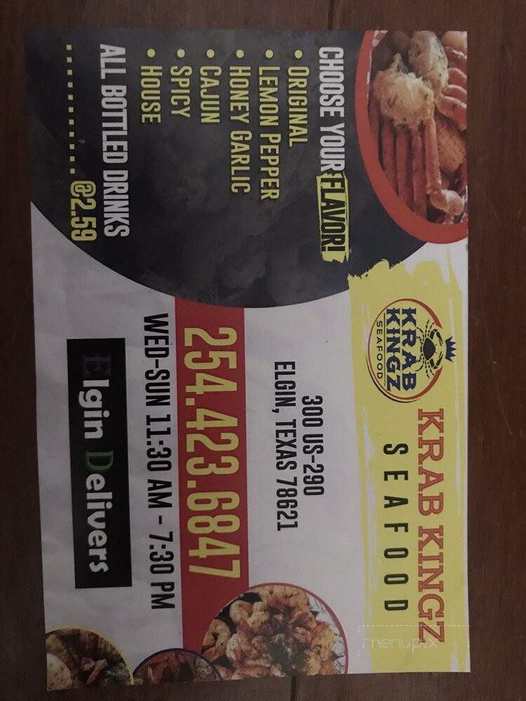 Online Menu of Krab Kingz, Elgin, TX