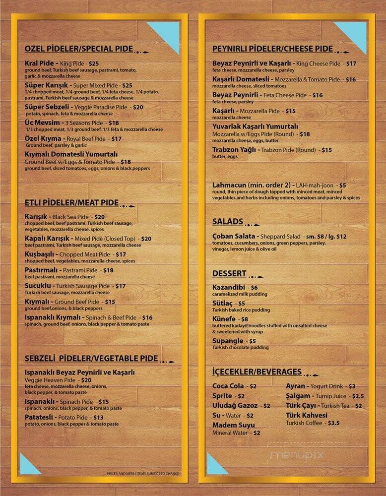 Kral Pide - Paterson, NJ menu_pic