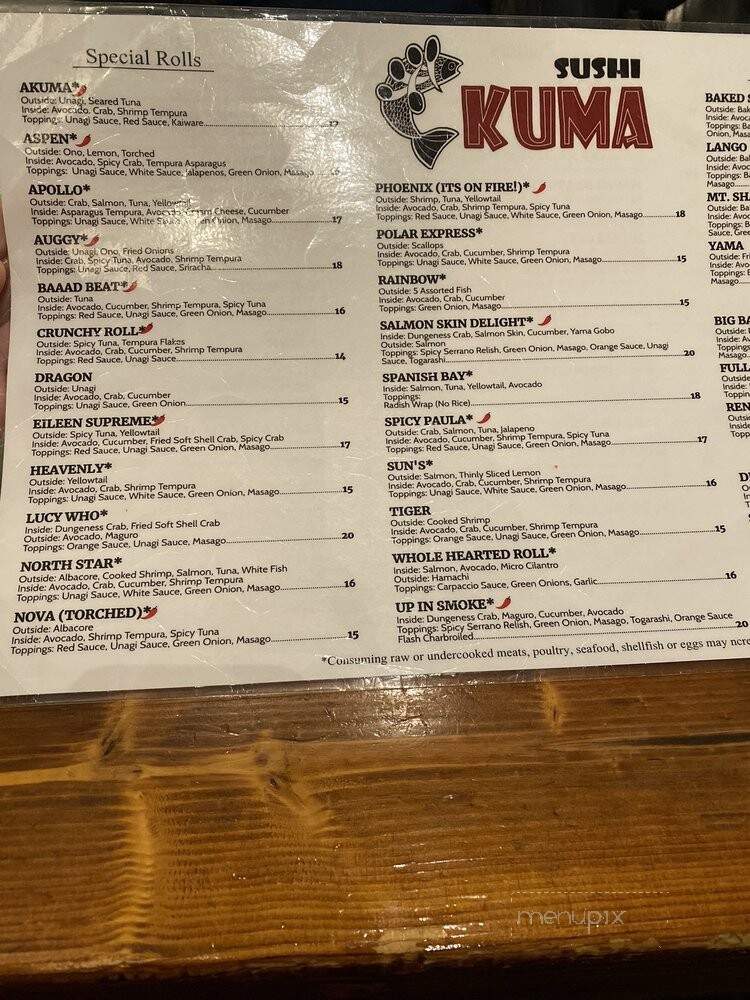 Kuma - Monterey, CA menu_pic