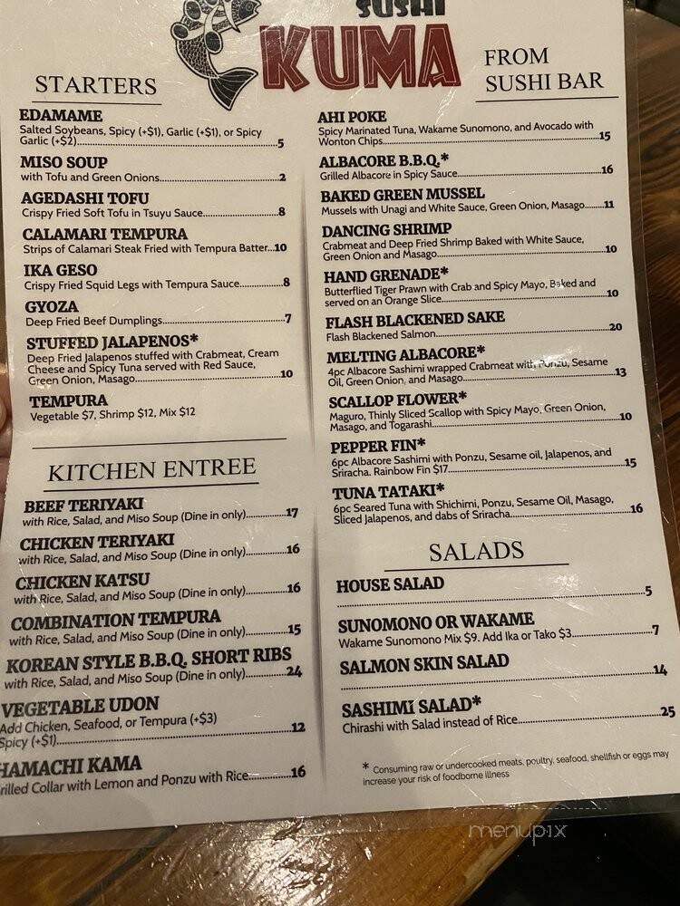 Kuma - Monterey, CA menu_pic
