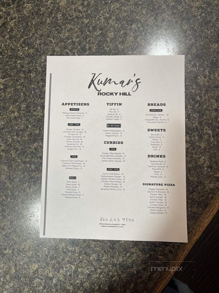 Kumar's - Rocky Hill, CT menu_pic