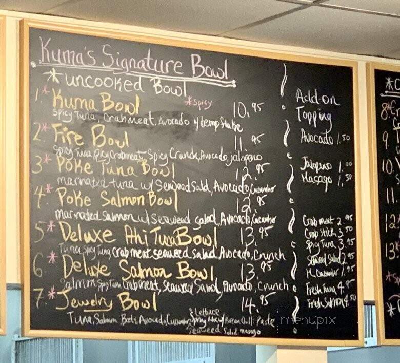 Kuma's sushi bowl - Vernon Hills, IL menu_pic