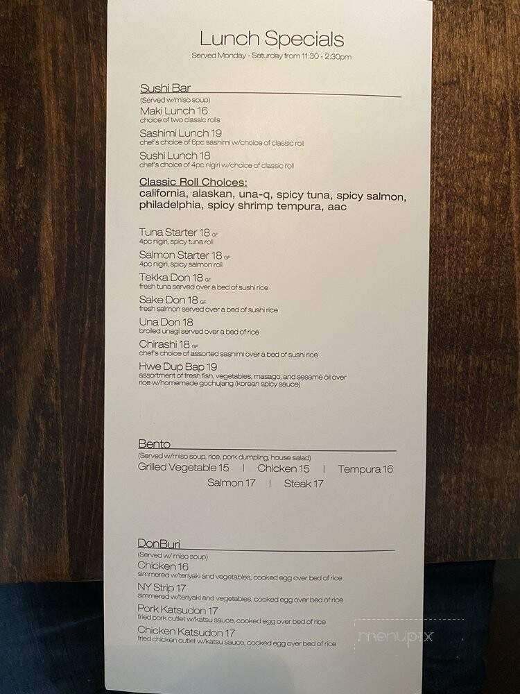 Kuro Bistro - Lake Forest, IL menu_pic