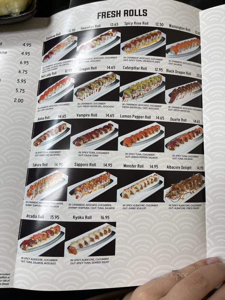 Kyoku Sushi - Arcadia, CA menu_pic
