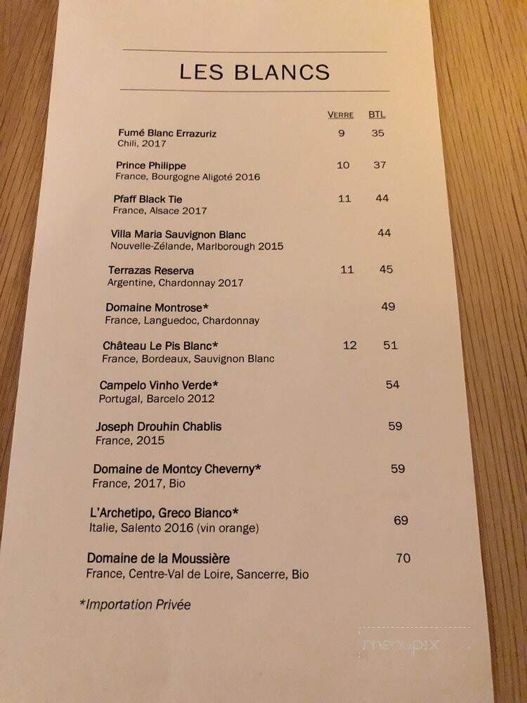 La Betise - Montreal, QC menu_pic