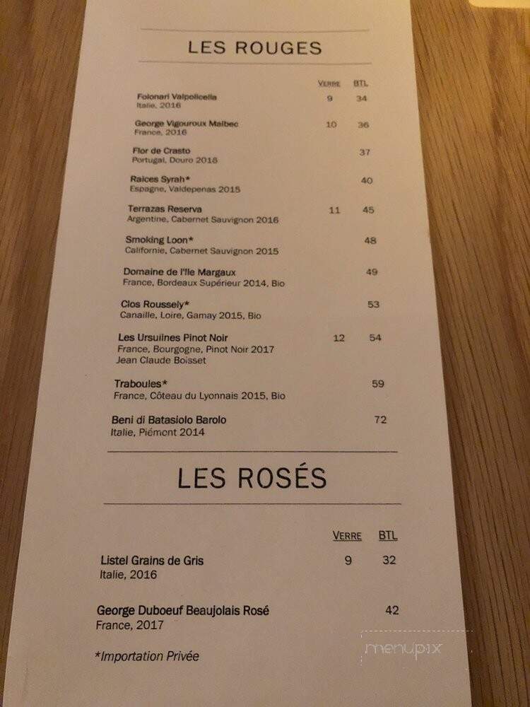 La Betise - Montreal, QC menu_pic