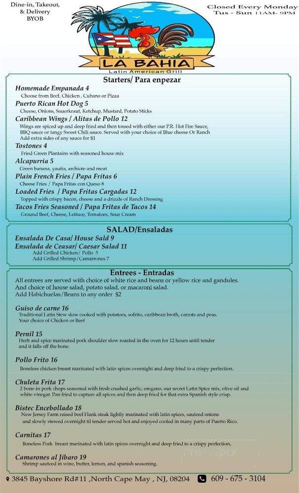 La Bahia - Cape May, NJ menu_pic