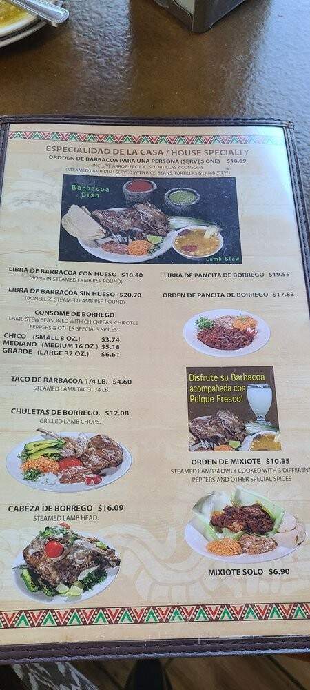 La Barbacha - Los Angeles, CA menu_pic