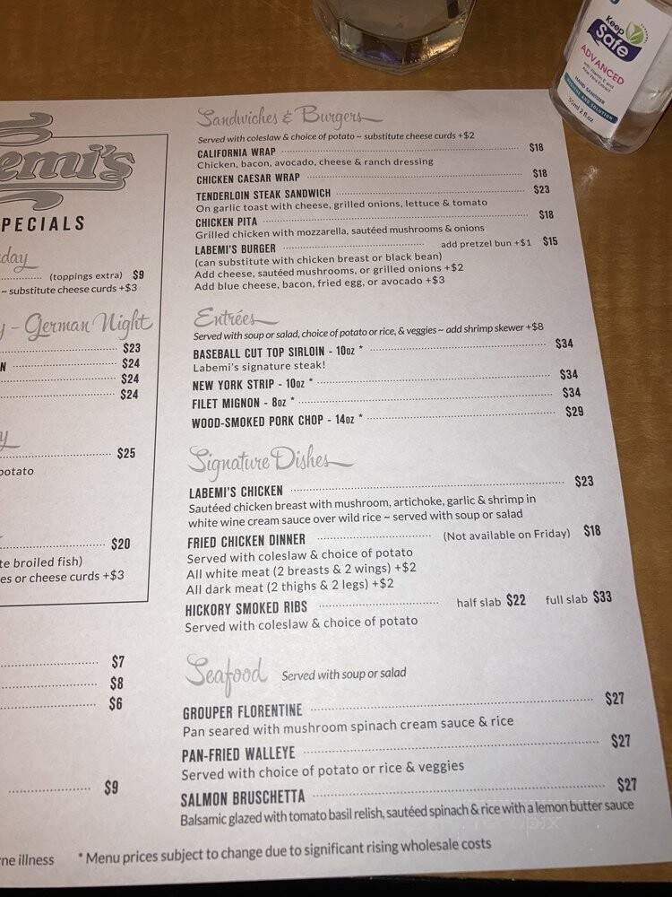 Labemi's - Crystal Lake, IL menu_pic