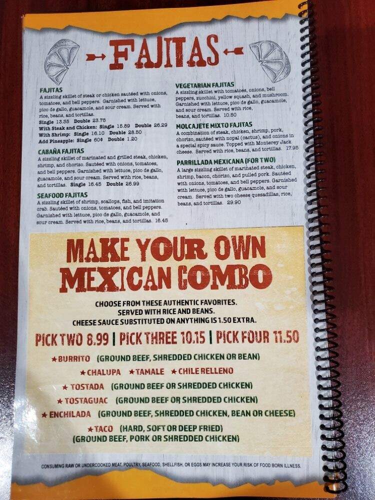 La Cabana - Platte City, MO menu_pic