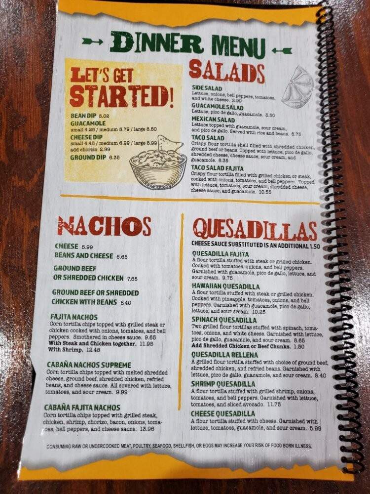 La Cabana - Platte City, MO menu_pic