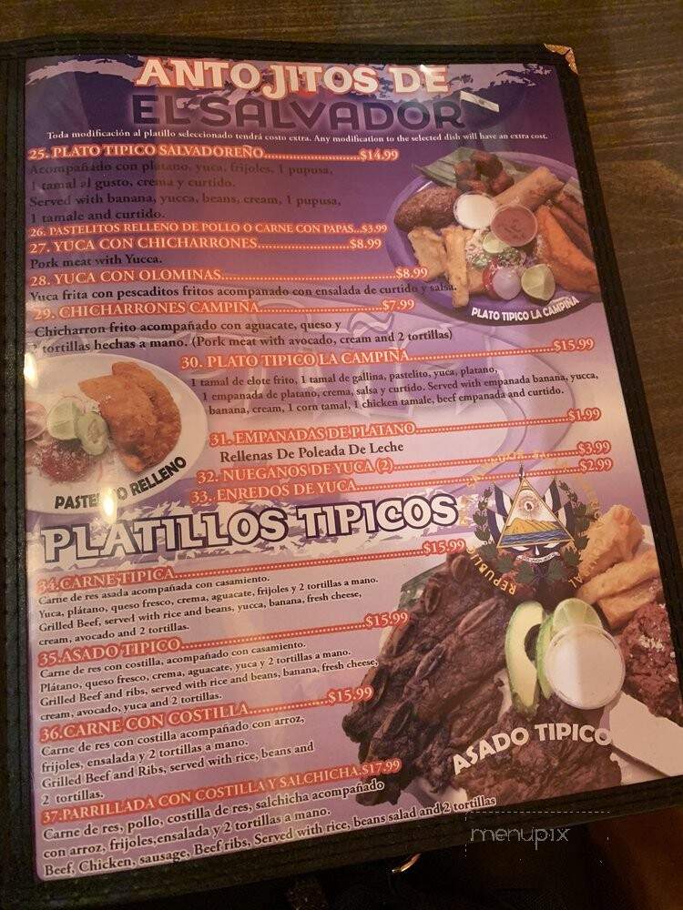 La Campina Salvadorena Restaurante - Dallas, TX menu_pic