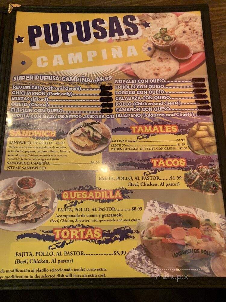 La Campina Salvadorena Restaurante - Dallas, TX menu_pic