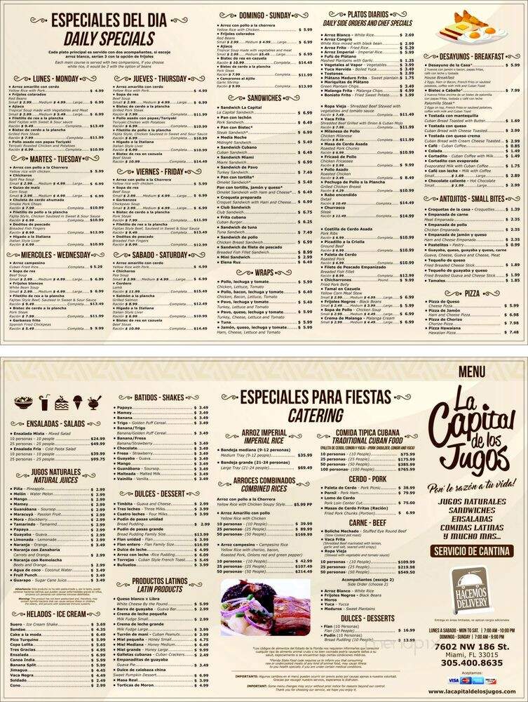 La Capital de los Jugos - Hialeah, FL menu_pic