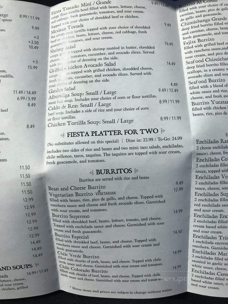 La Casita Cantina Mexican Restaurant - Yucaipa, CA menu_pic
