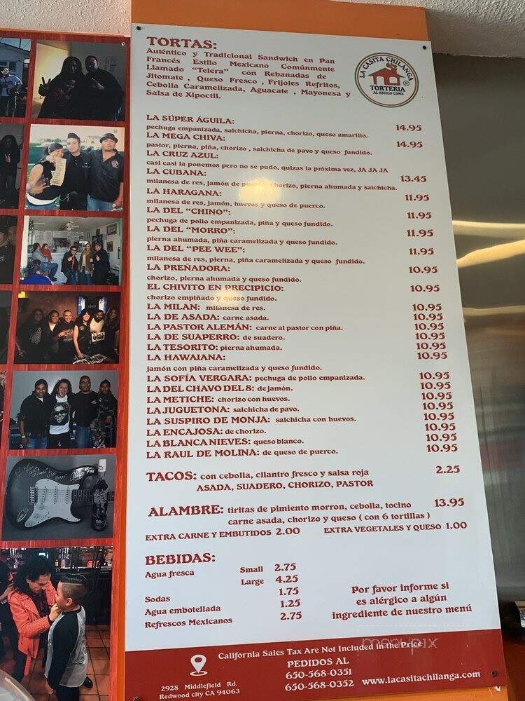 La Casita Chilanga - Redwood City, CA menu_pic