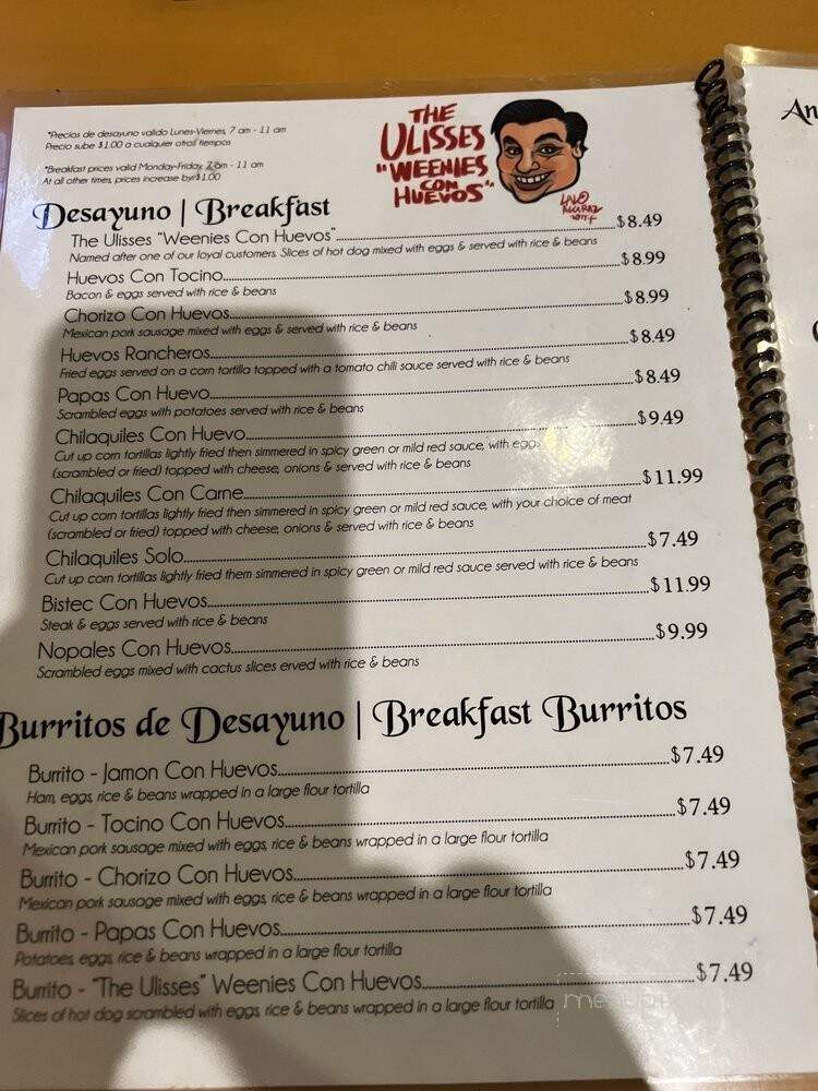 La Chispa De Oror Restaurant - Los Angeles, CA menu_pic