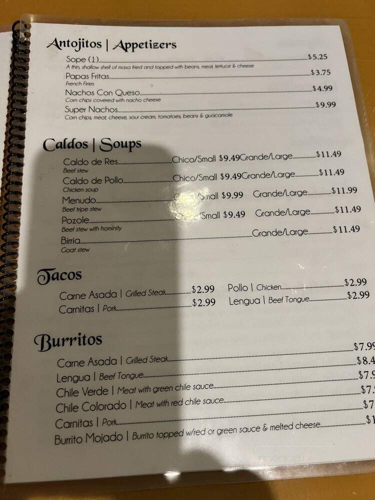 La Chispa De Oror Restaurant - Los Angeles, CA menu_pic