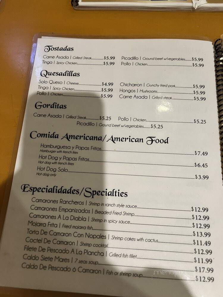 La Chispa De Oror Restaurant - Los Angeles, CA menu_pic
