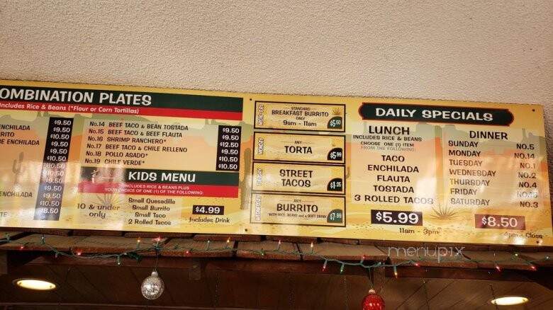 La Casina Restaurant - Anza, CA menu_pic