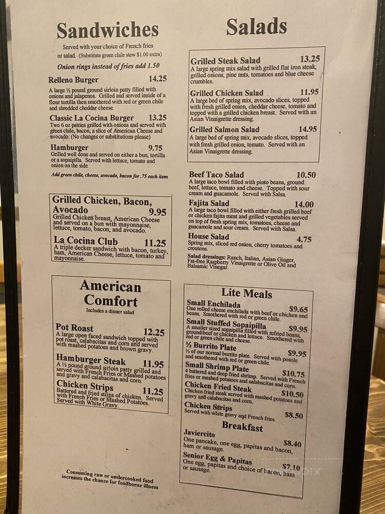 La Cocina Taqueria - Espanola, NM menu_pic