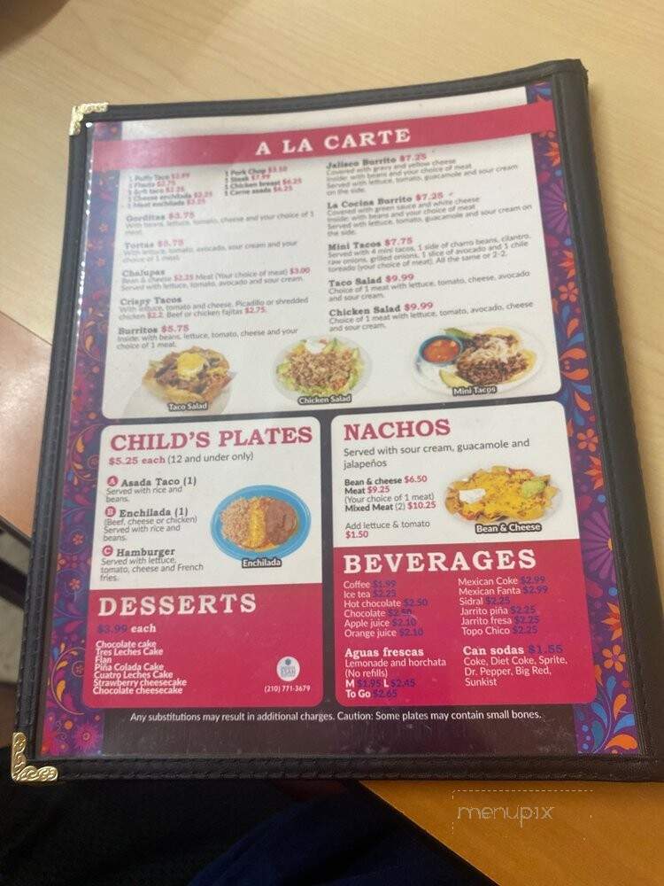 La Cocina Mexicana - San Antonio, TX menu_pic